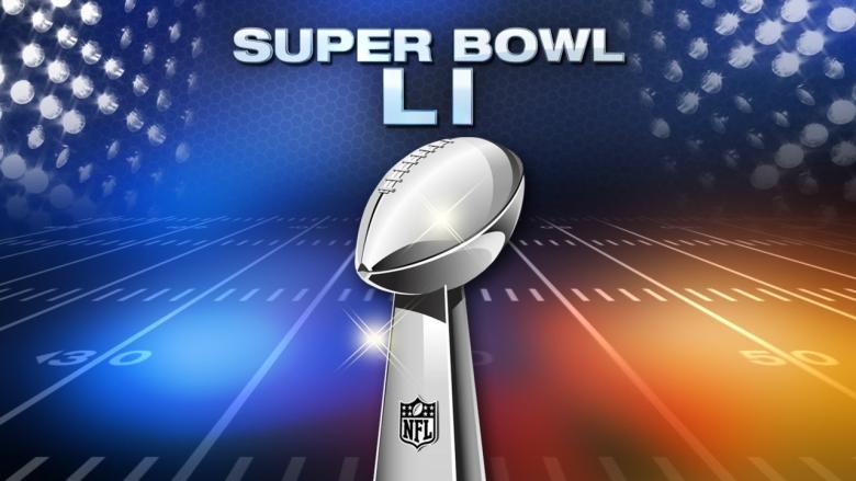 Generic Super Bowl LI graphic, displaying the silver ball and two colors, no teams announced yet