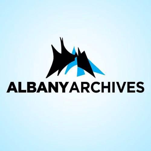 Albany Archives logo on a white to blue radial gradient background