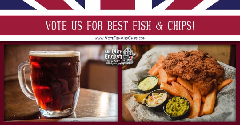 Composite image of fish and chips with text that reads "Vote for Us"