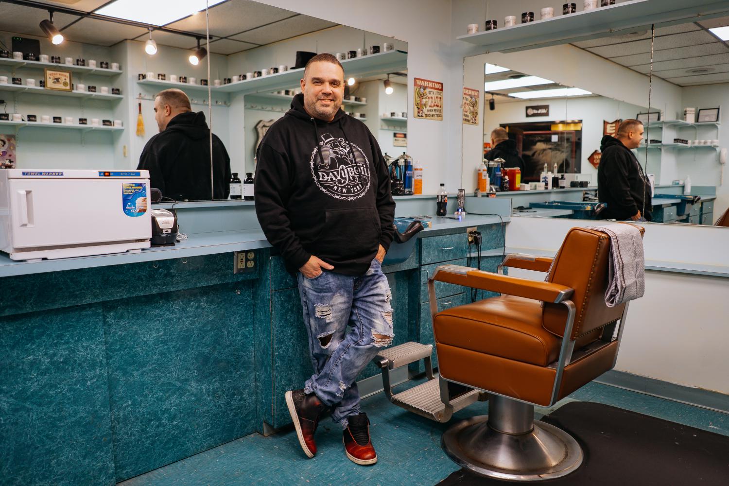 Inside view of Davy Boii barber shop