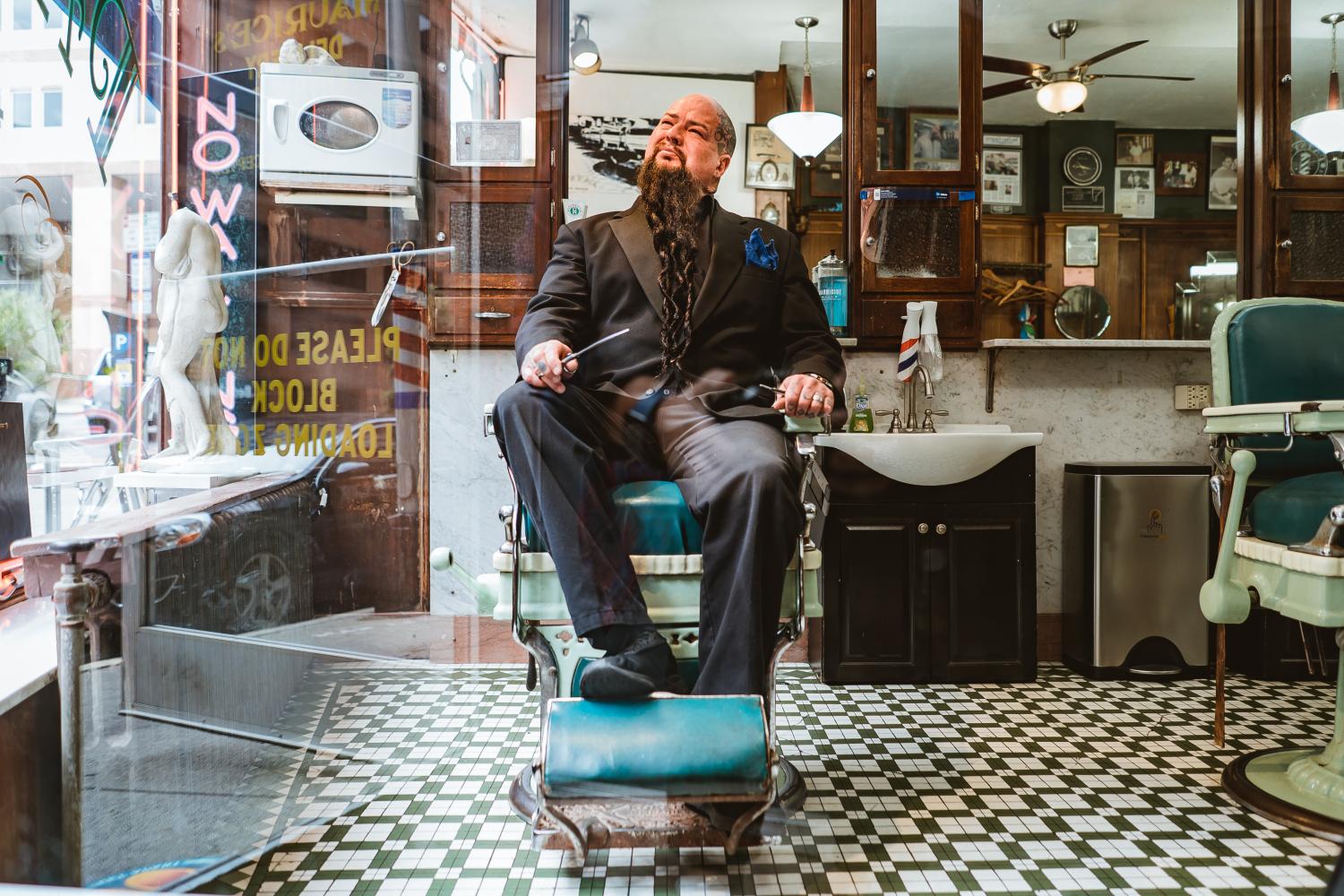 Man in barber chair