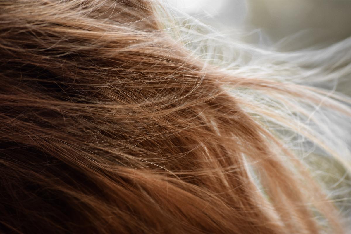 Closeup of hair blowing in wind