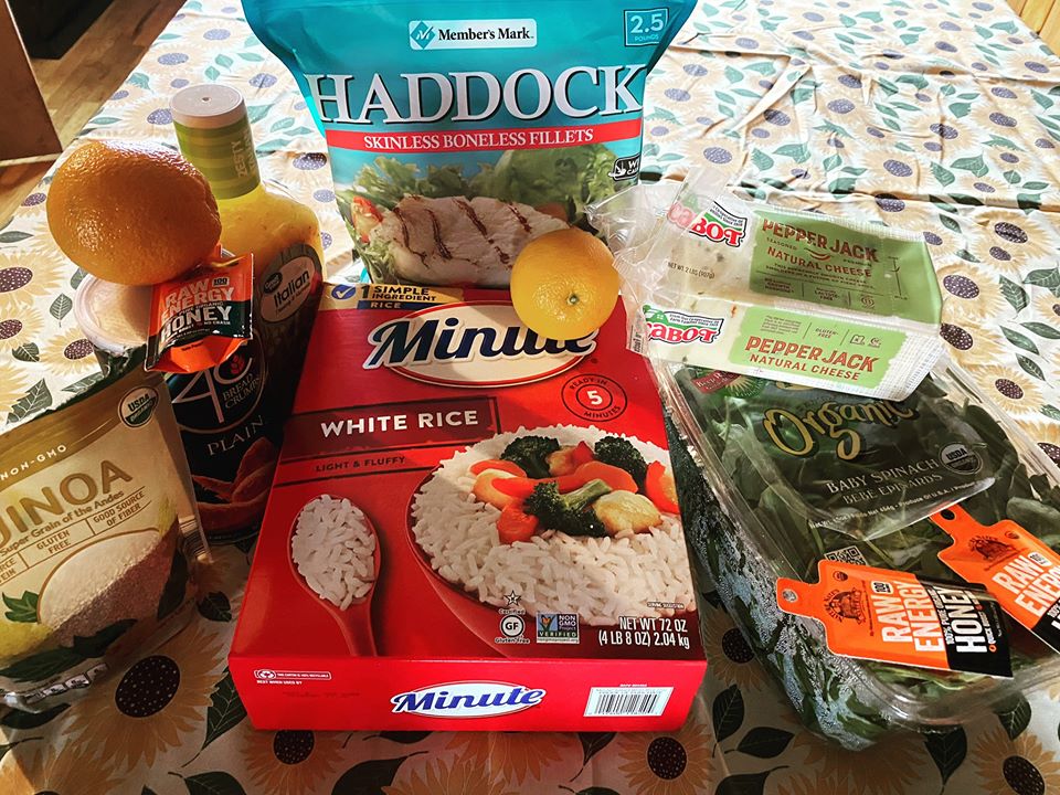 Photo of ingredients: rice, haddock, etc. 