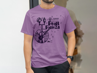 Man wearing purple PearlPalooza T-Shirt