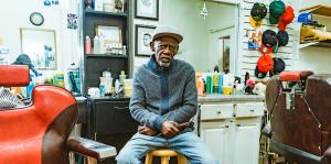 image of a barber inside the business Always Cuttin'