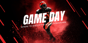 Graphic showing football player with text GAME DAY over top