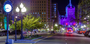 downtown albany state street at night