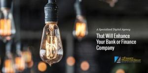Light bulbs hanging in ad for The Finance Marketing Group