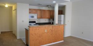 Kitchen with wood island back