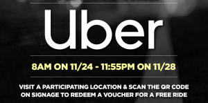 Downtown thanks You Get a Free uber flyer