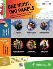 Flyer for One Night, Two Panels event