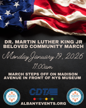 Flyer for MLK march in Albany