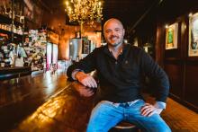 Man at bar inside Parish Public House