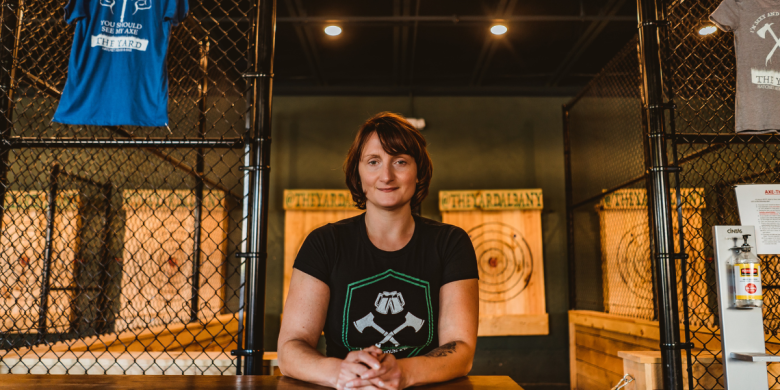 Photo of Leyla A. Kiosse, owner of The Yard Hatchet House & Bar