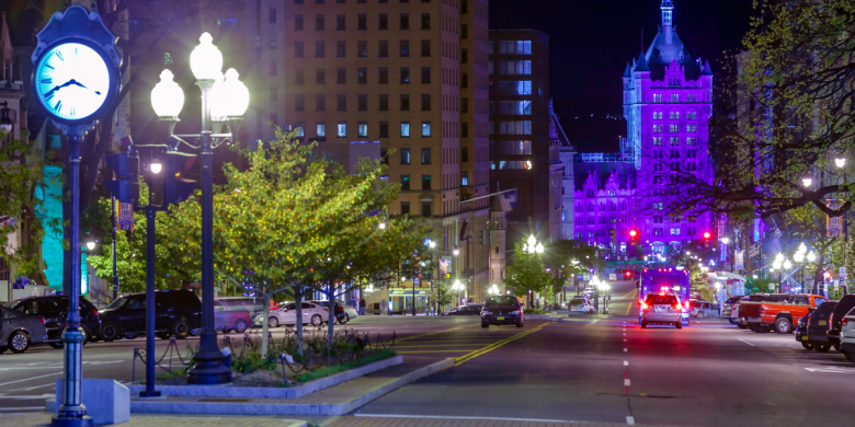 downtown albany state street at night