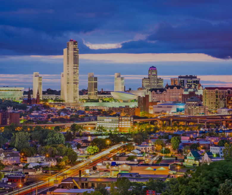 Twilight view of Albany skyline